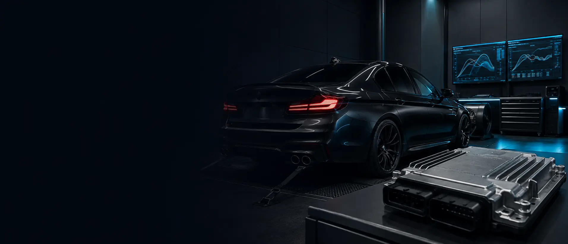 Samochód podczas kalibracji sterownika ECU w laboratorium Race Tune